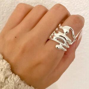 925 Sterling Silver Chunky Bold Statement Ring Large Thick Ring